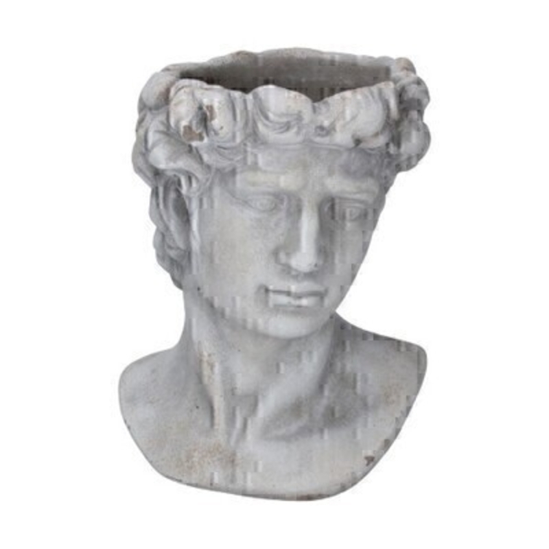 This medium pot cover with a beautiful greek god David statue design with a stone effect appearance is made by the London based designer Gisela Graham who designs really beautiful gifts for your home and garden. It is practical whilst adding to the aesthetic of your home. Perfect for concealing a plastic plant pot. Suitable for an artifical or real plant. Great to show off your plants and would make an ideal gift for a gardener. Also available in other sizes.